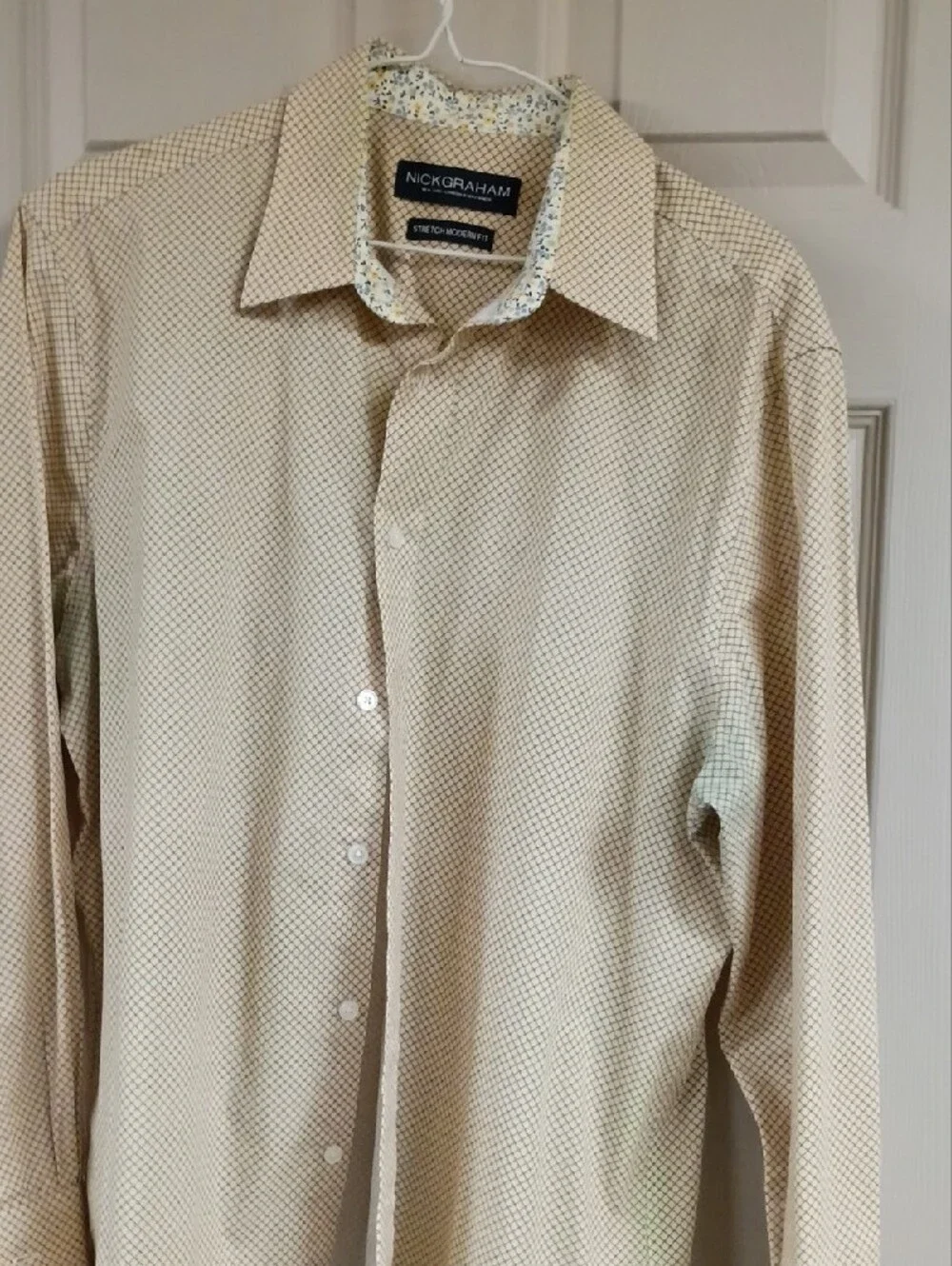 Nick Graham Men's Yellow Micro-Check Button-Up Shirt